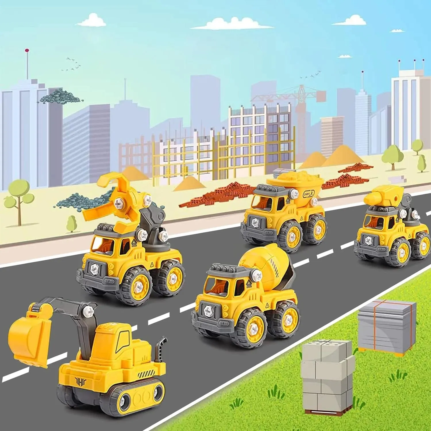 5-in-1 Construction Cars Transform Vehicle Robot