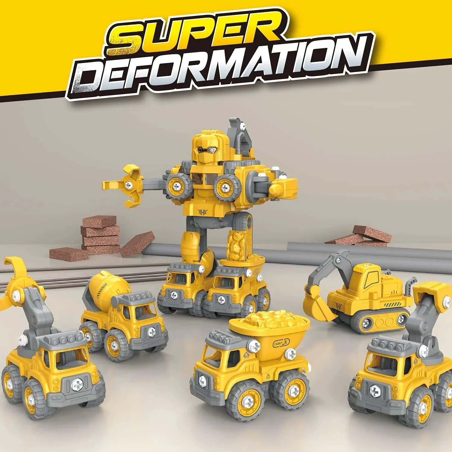 5-in-1 Construction Cars Transform Vehicle Robot