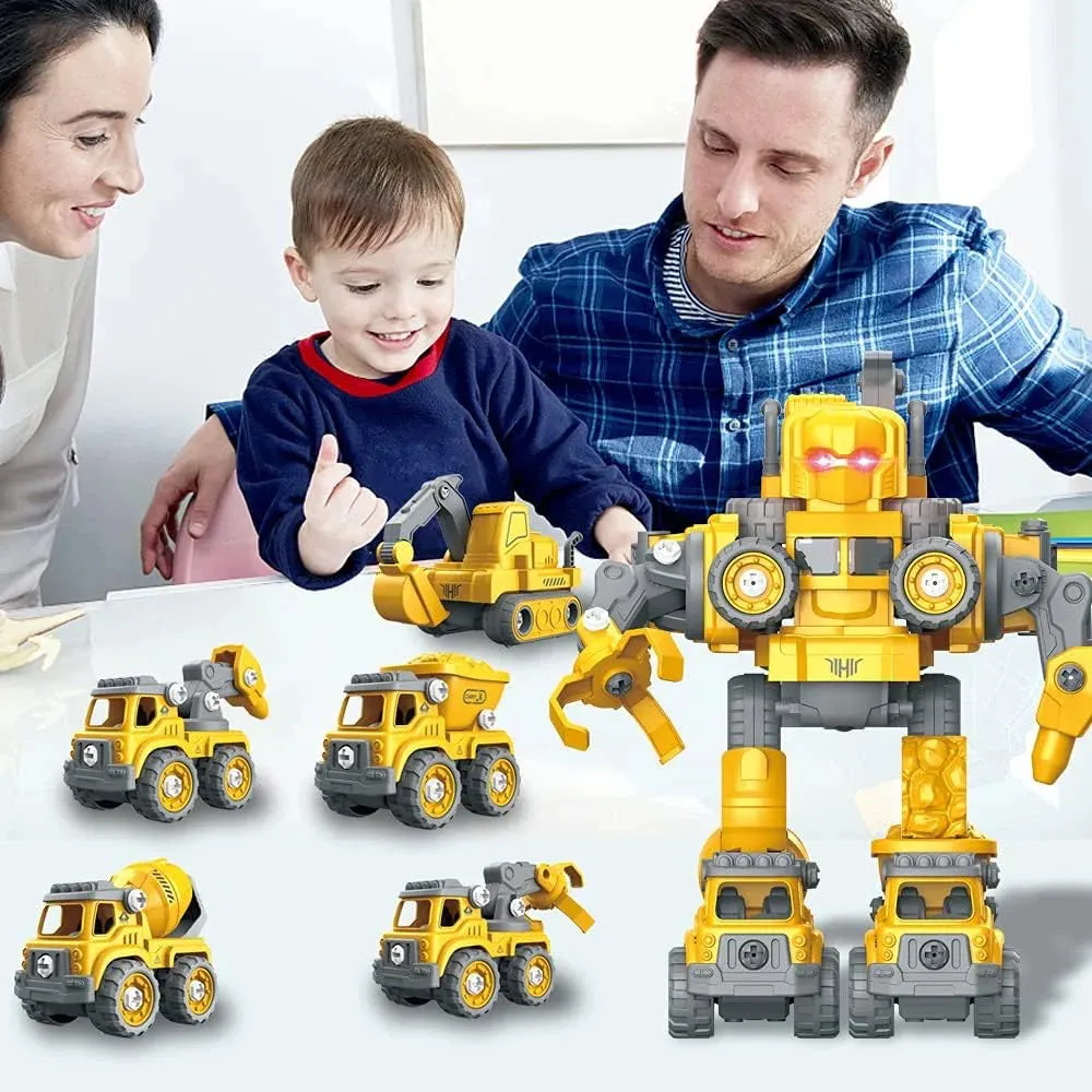 5-in-1 Construction Cars Transform Vehicle Robot