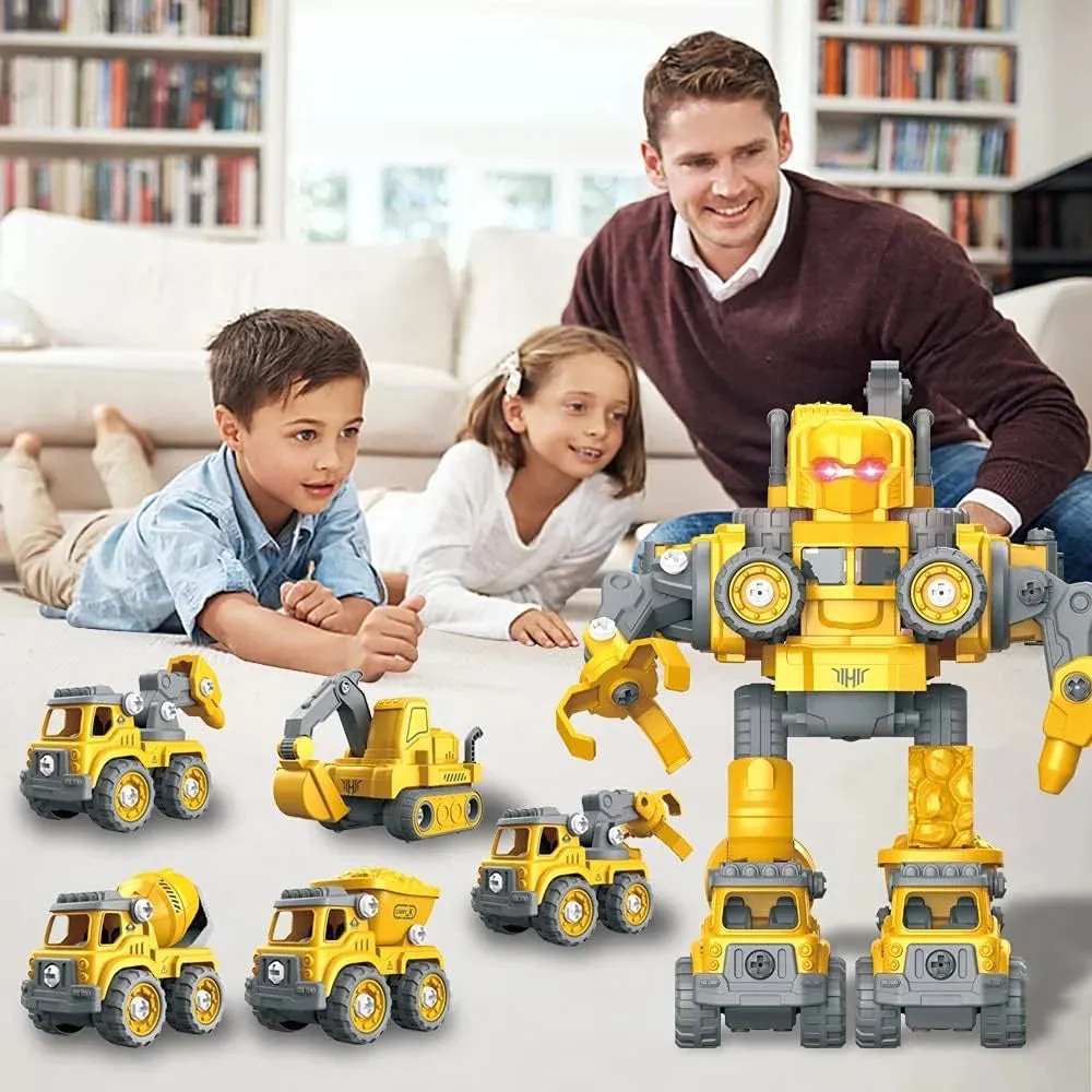 5-in-1 Construction Cars Transform Vehicle Robot