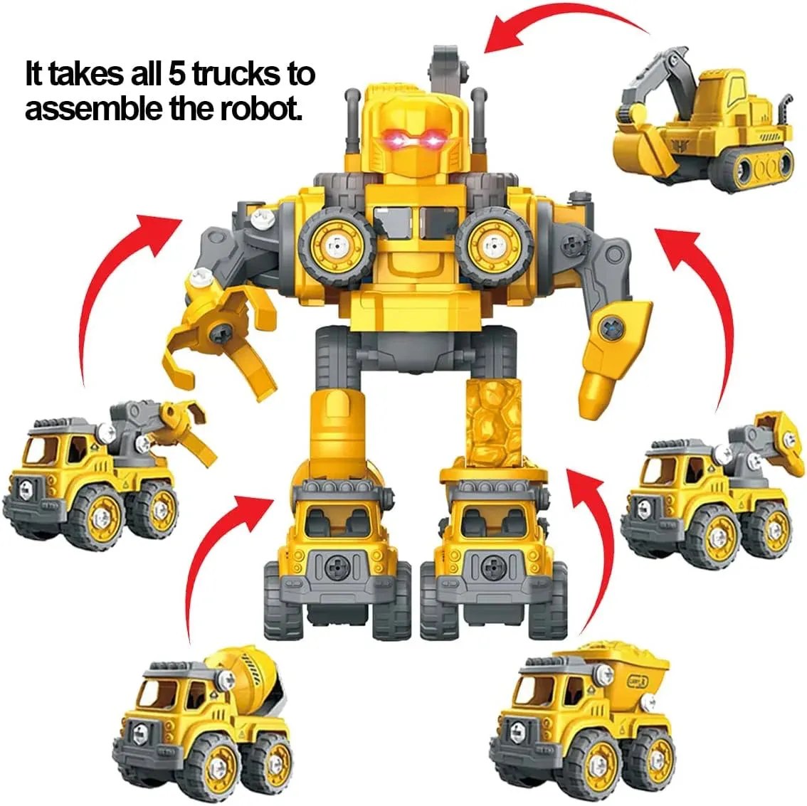 5-in-1 Construction Cars Transform Vehicle Robot