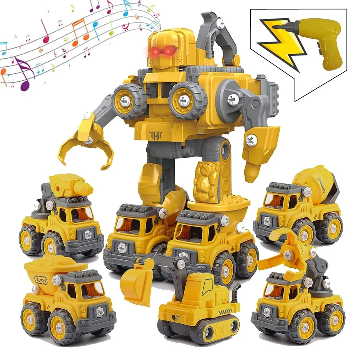 5-in-1 Construction Cars Transform Vehicle Robot