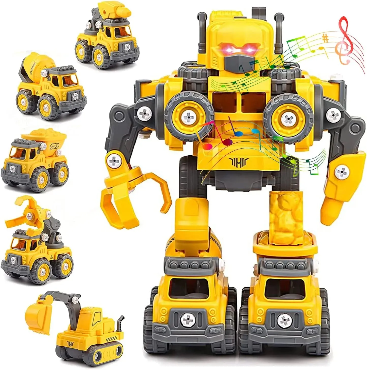5-in-1 Construction Cars Transform Vehicle Robot