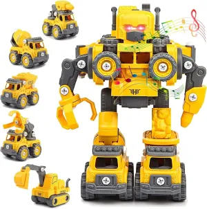 5-in-1 Construction Cars Transform Vehicle Robot