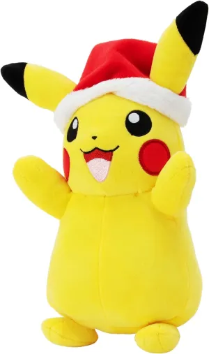 8" Seasonal Plush Pikachu with Santa Hat - Holiday Pokémon Collectible for Ages 2 