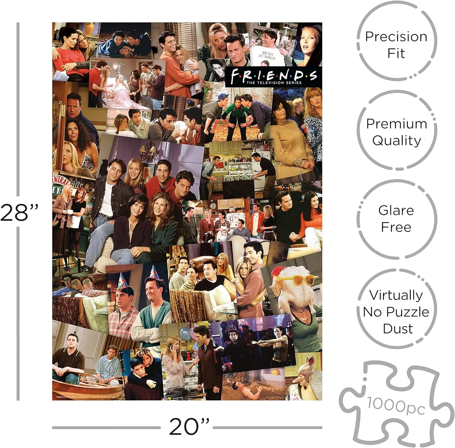 AQUARIUS 65364 Friends Collage 1000 Piece Jigsaw Puzzle - Officially Licensed Friends Merchandise, Premium Quality Puzzle for Fans, Family Game Night, and Collectors