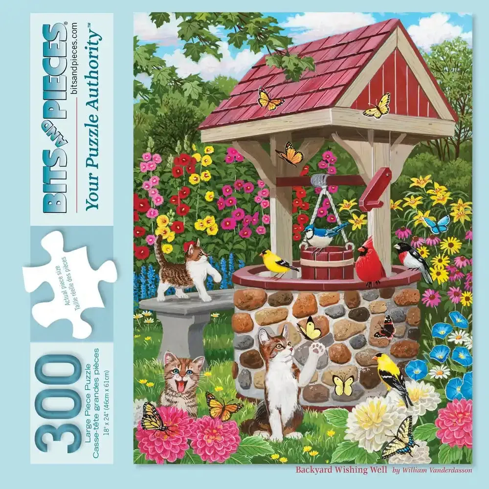 Backyard Wishing Well Jigsaw Puzzle Bits and Pieces