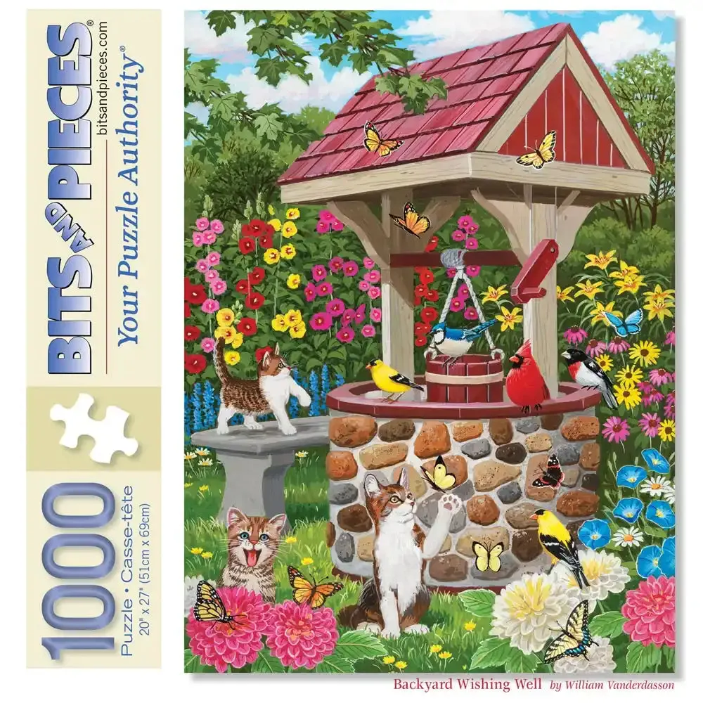 Backyard Wishing Well Jigsaw Puzzle Bits and Pieces