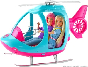 Barbie Helicopter with Spinning Rotor - Pink & Blue Toy Vehicle for Ages 3-8 (FWY29)