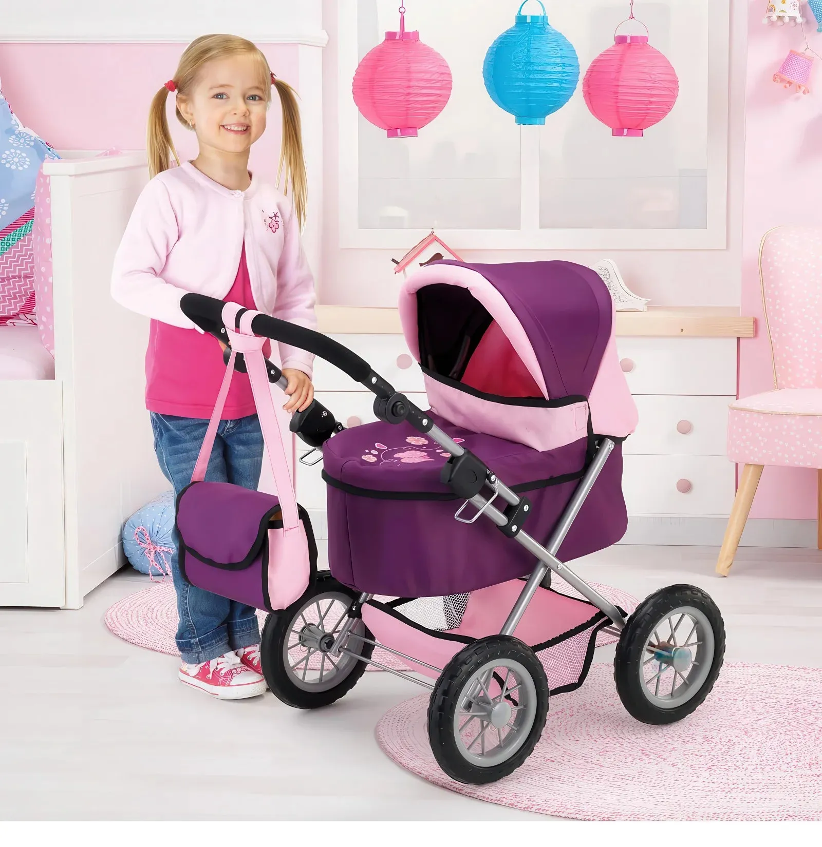 Bayer Dolls Pram Trendy Foldable Stroller with Bag