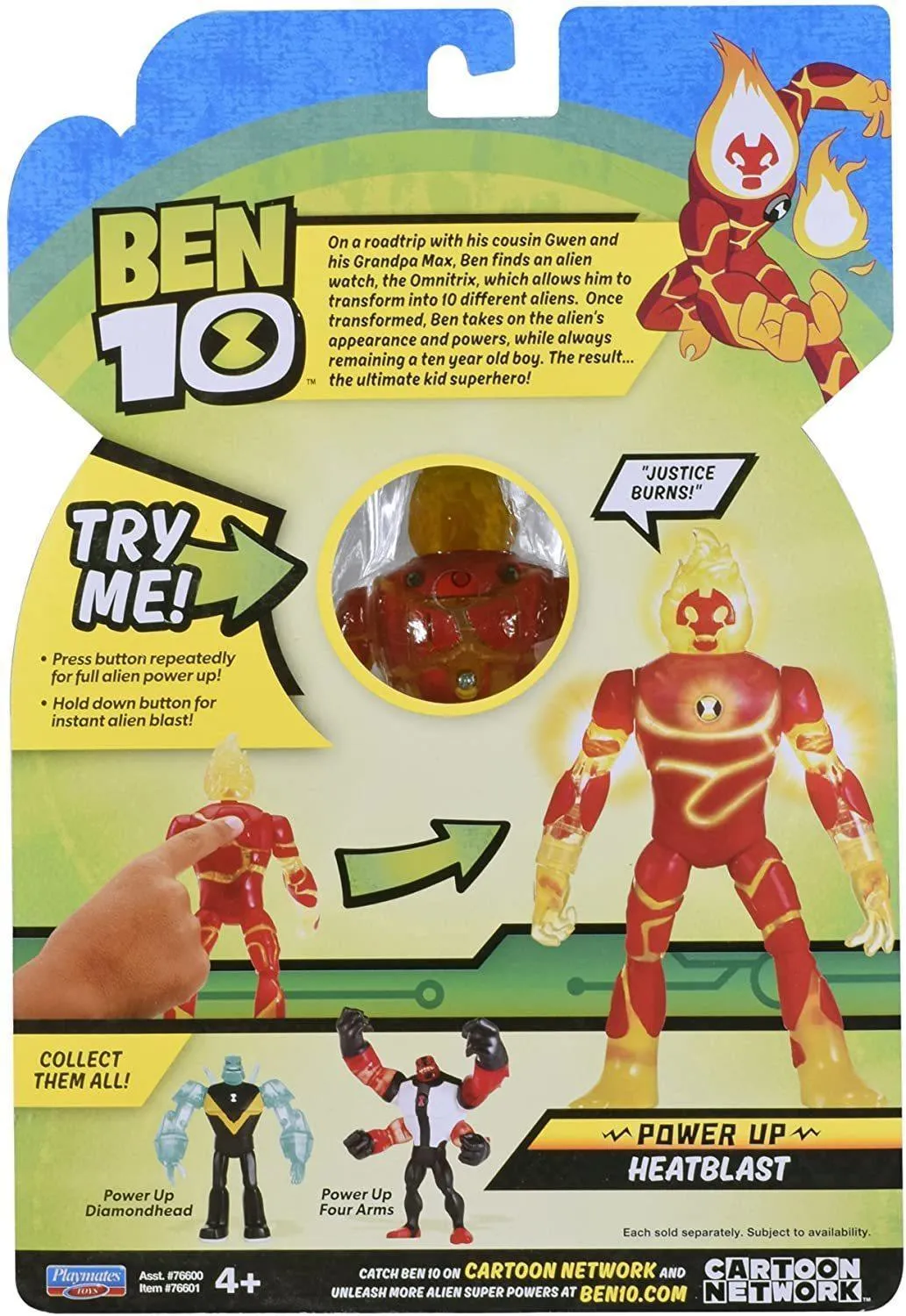 Ben 10 BEN01000 Power Up Heatblast Deluxe Action Figure