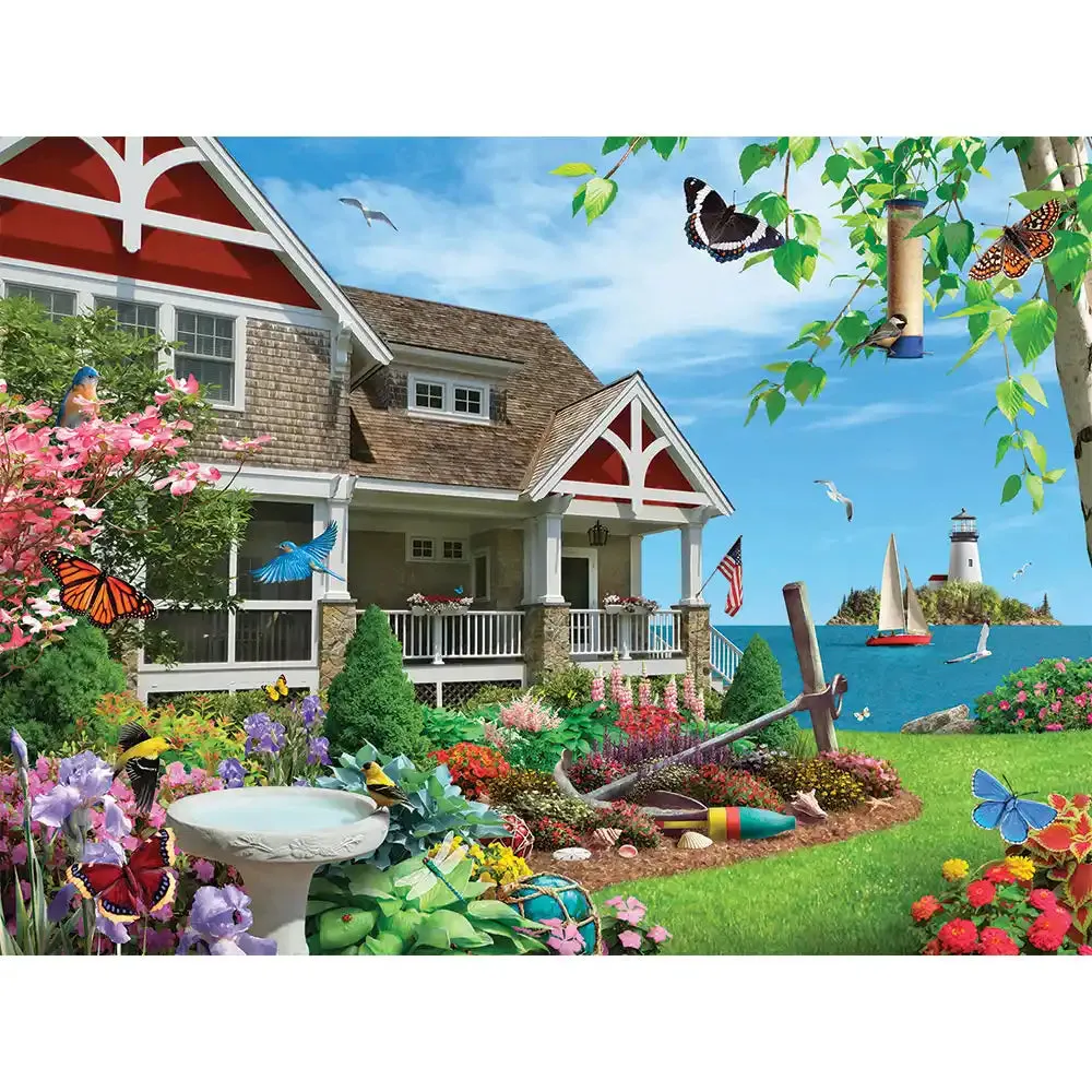 Blooming Beach House Jigsaw Puzzle Bits and Pieces