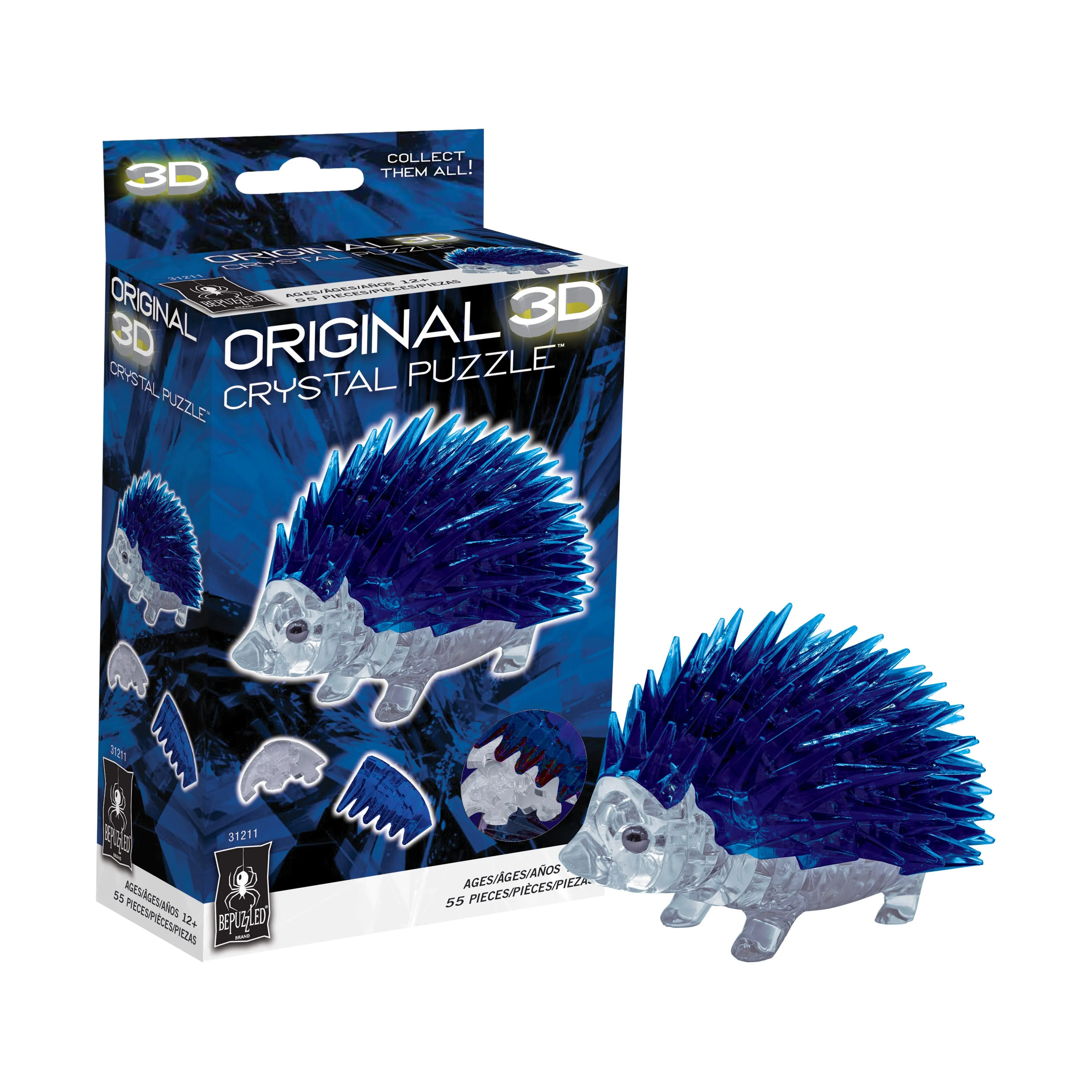 Blue Hedgehog 3D Crystal Puzzle - 55 Interlocking Pieces