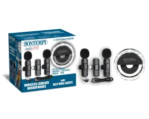 BONTEMPI 2 Wireless Lavalier Microphones with Selfie Ring Light