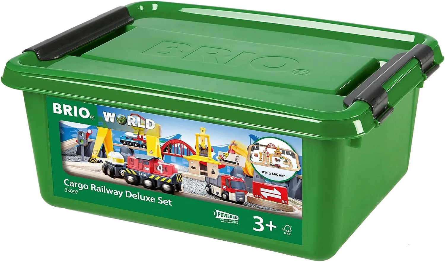 BRIO World Deluxe Cargo Train Set - Interactive Wooden Railway for Kids Age 3  (33097)