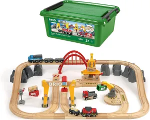 BRIO World Deluxe Cargo Train Set - Interactive Wooden Railway for Kids Age 3  (33097)