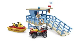 BRUDER Bworld Lifeguard Station With Quad Bike And Personal Watercraft