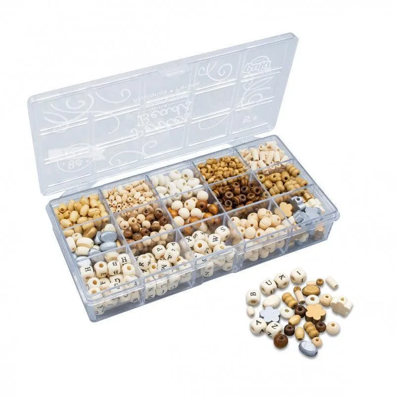 BUKI France Box of Wooden Beads  Natural