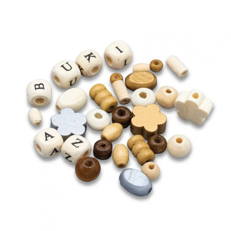 BUKI France Box of Wooden Beads  Natural