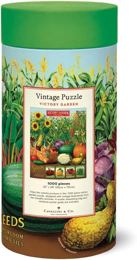 Cavallini Vintage Victory Garden 1000-Piece Jigsaw Puzzle - 55x70cm - Vintage Poster Art