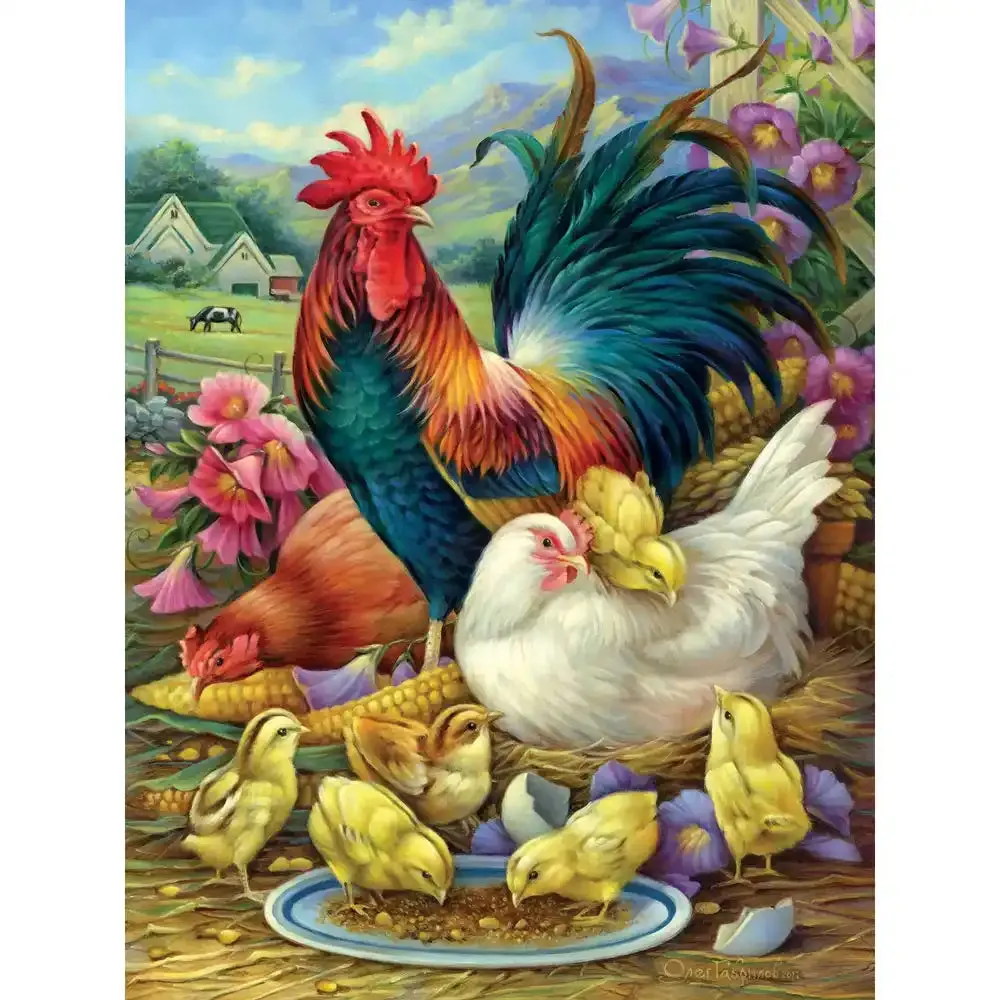 Chicken Yard Jigsaw Puzzle Bits and Pieces