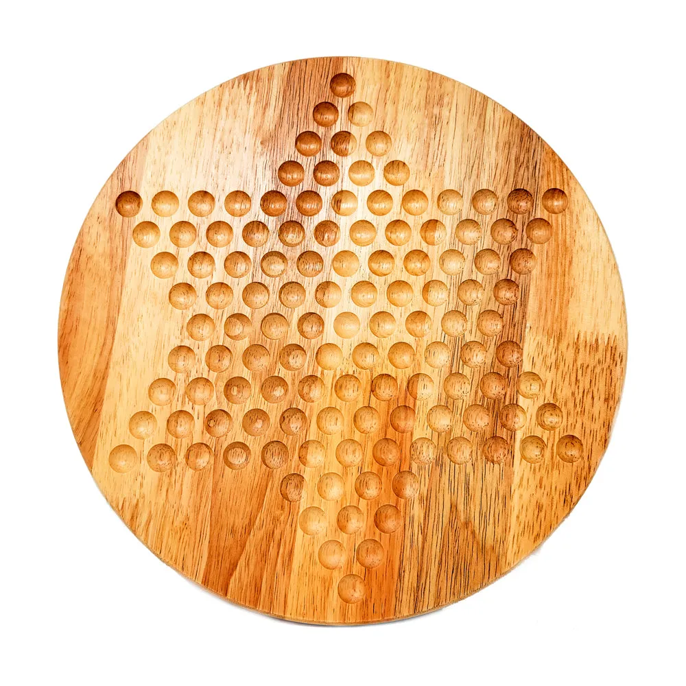 Classic Game Collection 12-Inch Wooden Chinese Checkers Set with Marbles
