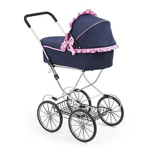 Classic Vintage Doll Stroller - Blue/Pink