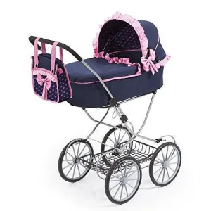 Classic Vintage Doll Stroller - Blue/Pink