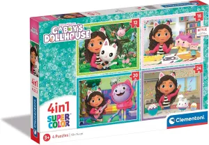 Clementoni 21524 Gabby's Dollhouse Puzzle - 4-in-1 Puzzle Set for Ages 3 