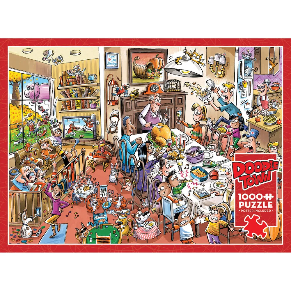 Cobble Hill DoodleTown: Thanksgiving Togetherness 1000 pc Puzzle