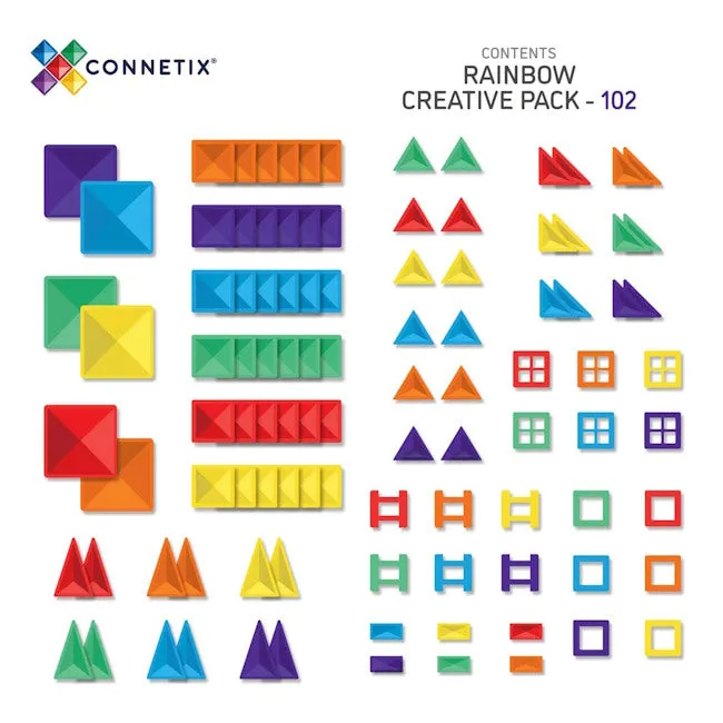 Connetix Tiles | 102 Piece Rainbow Creative Pack