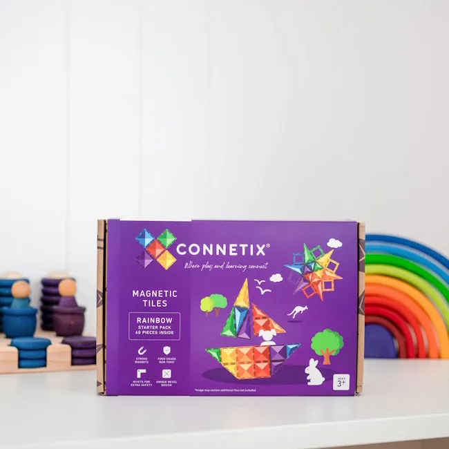 Connetix Tiles | 60 Piece Rainbow Starter Set