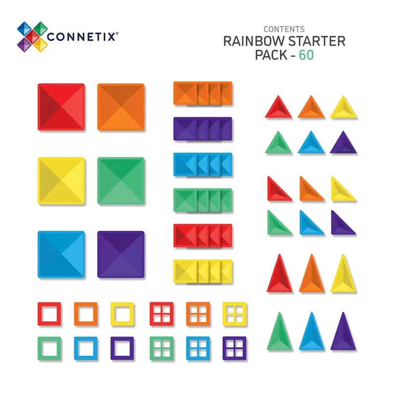 Connetix Tiles | 60 Piece Rainbow Starter Set