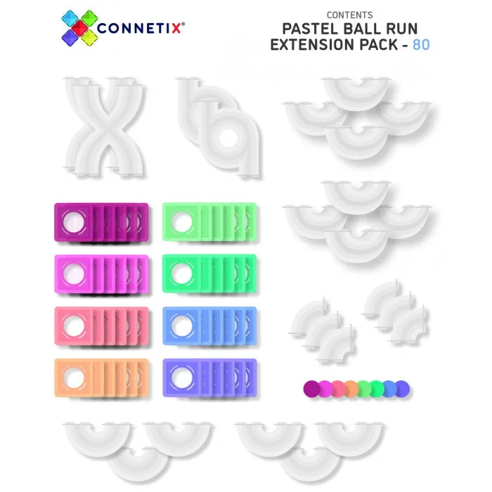 Connetix Tiles | 80 Piece Pastel Ball Run Expansion Pack