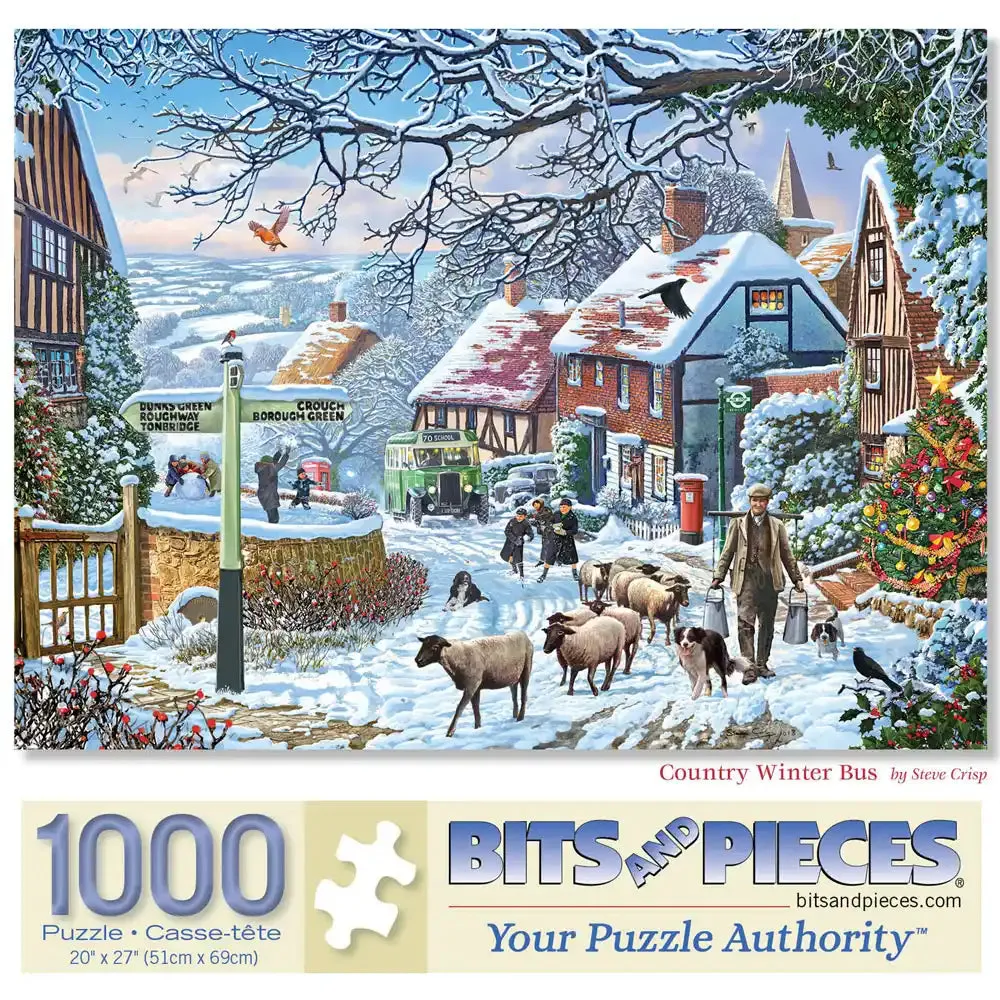 Country Winter Bus Jigsaw Puzzle Bits and Pieces