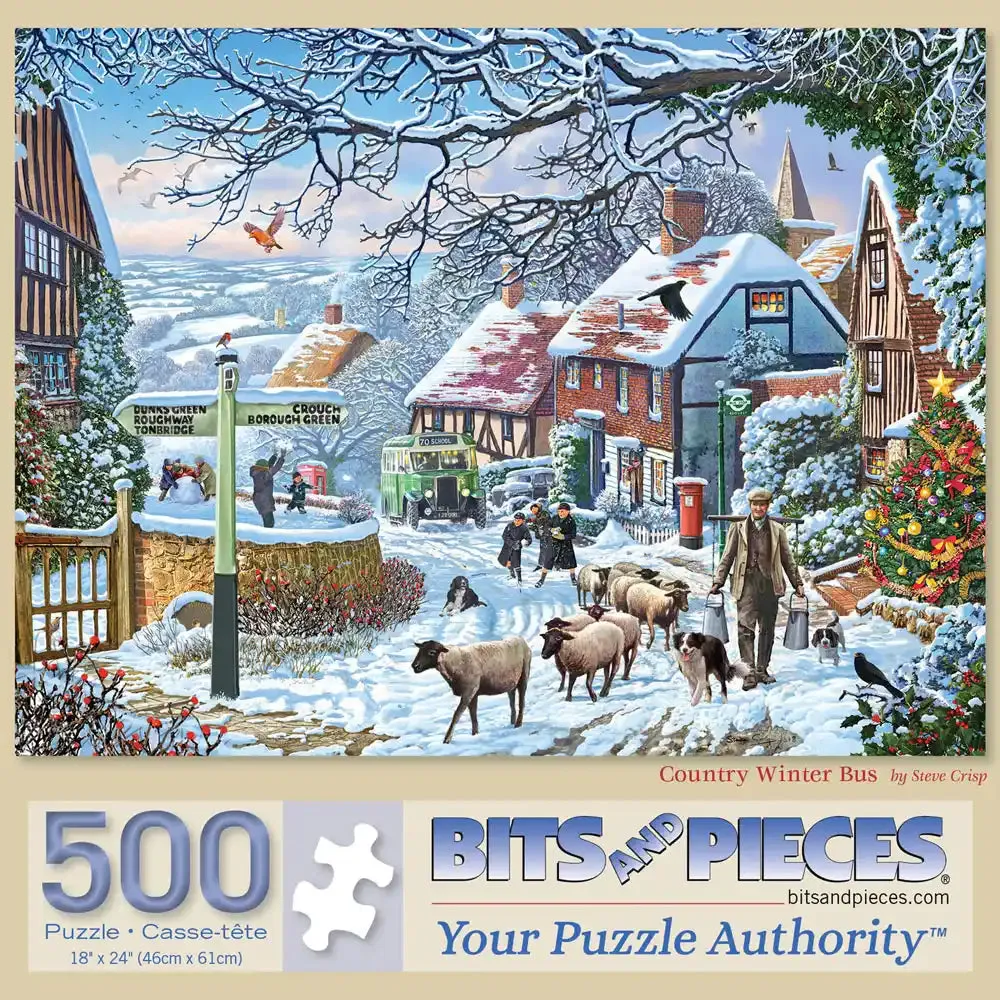 Country Winter Bus Jigsaw Puzzle Bits and Pieces