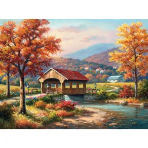 Covered Bridge In Fall 1000 Large Piece Jigsaw Puzzle Bits and Pieces