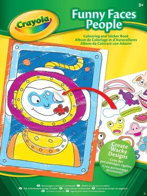 Crayola Funny Faces People Colouring & Sticker Book - Assorted