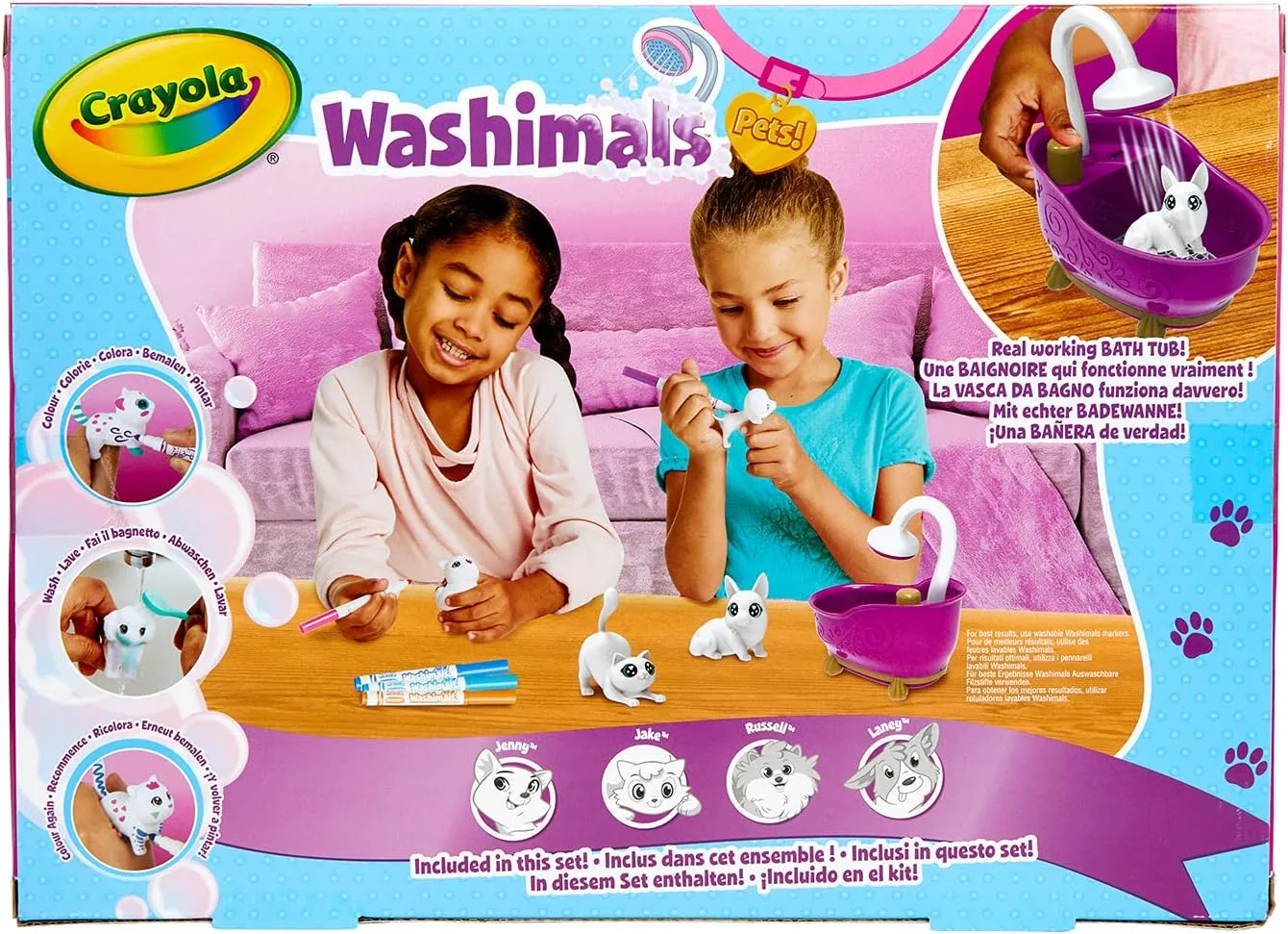 CRAYOLA Washimals Pet Set - Wellness Set for Pet Toy Figures Set for Painting and Bathing, Laundry Salon for Dogs, Rabbits and Cats