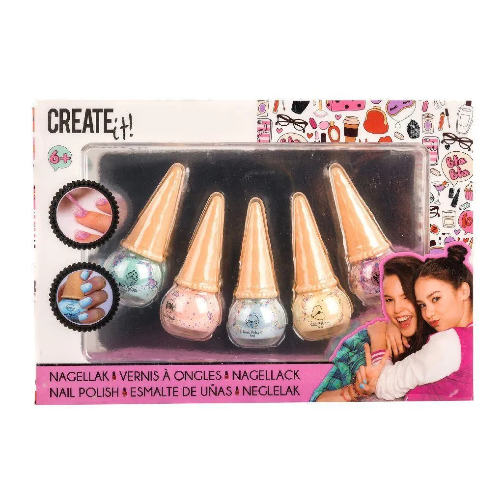 Create It! Nail Polish Ice Cream Cone - 5 Pack