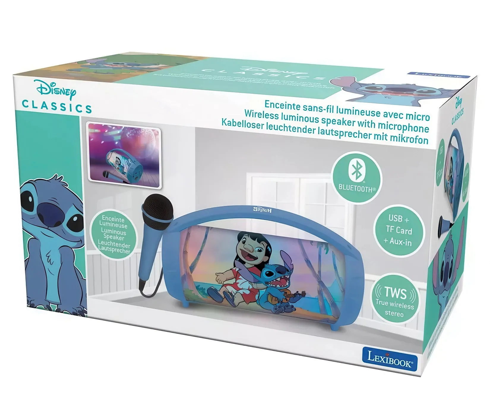 Disney Stitch Bluetooth Karaoke Light Speaker with Microphone