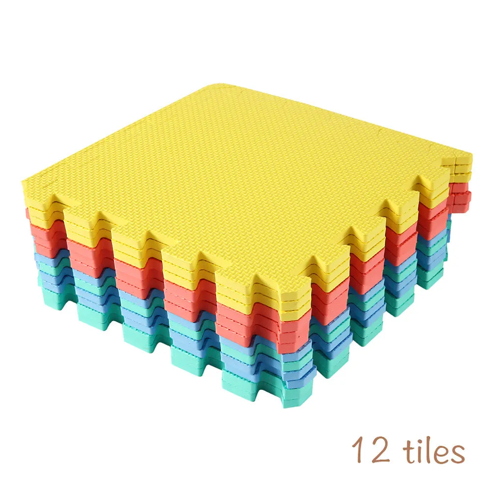 Easy Playhouse Soft Foam Floor Puzzle Tiles - Chic Blue-Grey-White