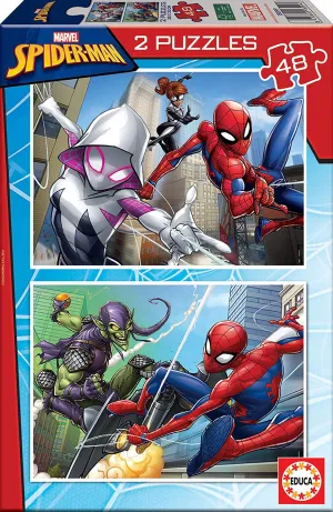 Educa 18099 Spider-Man, Hombre arana, Marvel 2 Children's Puzzles 48 Pieces, From 4 Years Old, Multicoloured