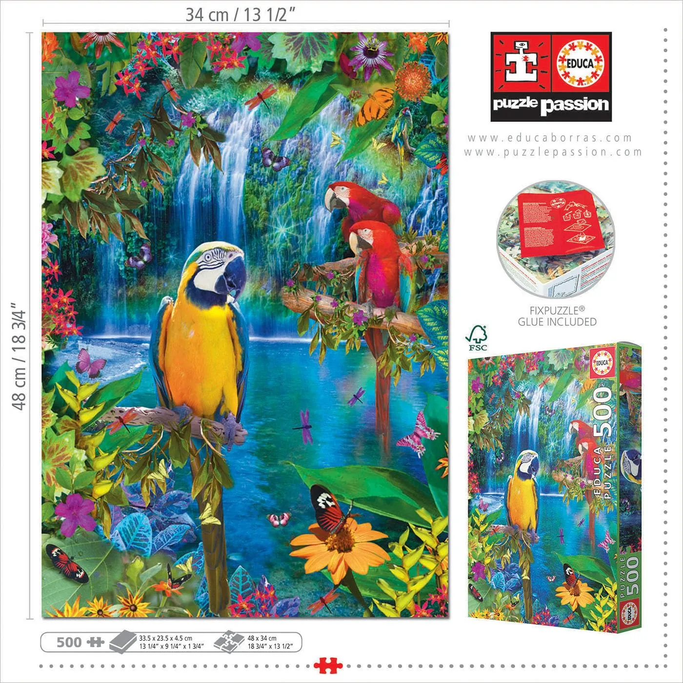 Educa Borras 15512 Tropical Bird Puzzle - 500-Piece Jigsaw for Ages 3 