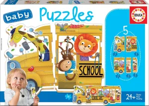 Educa Progressifs Pour Bebes Mois Schoolbus 5 Progressive Puzzles for Babies   24 Months Ref. 17575