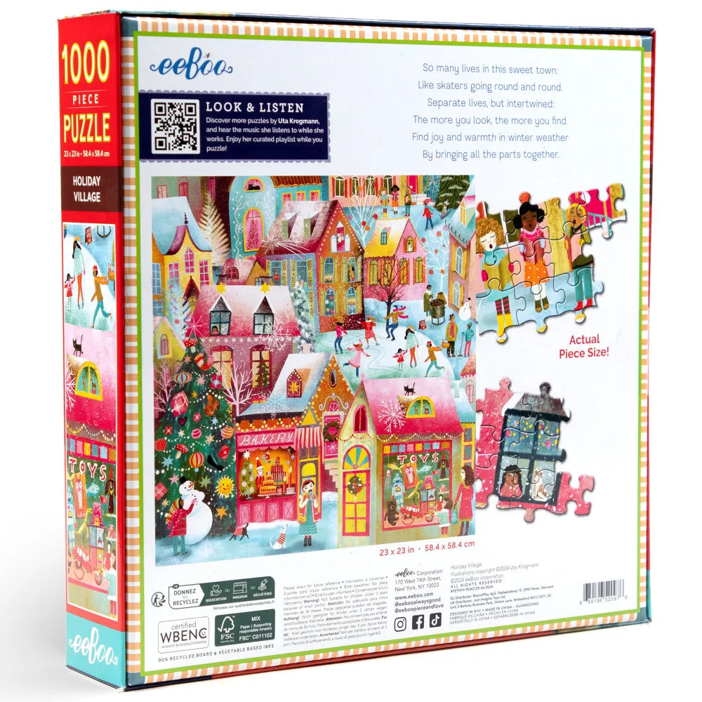 eeBoo Piece & Love Holiday Village 1000-Piece Puzzle
