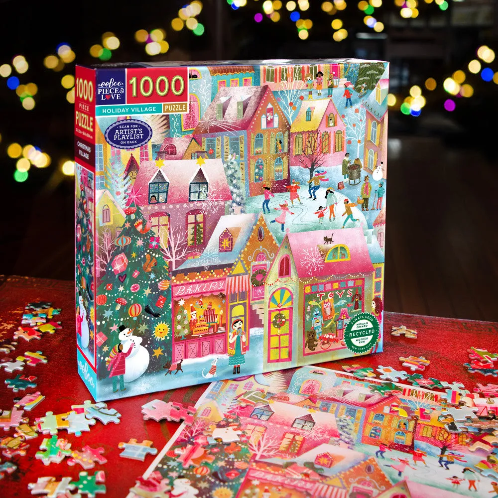 eeBoo Piece & Love Holiday Village 1000-Piece Puzzle