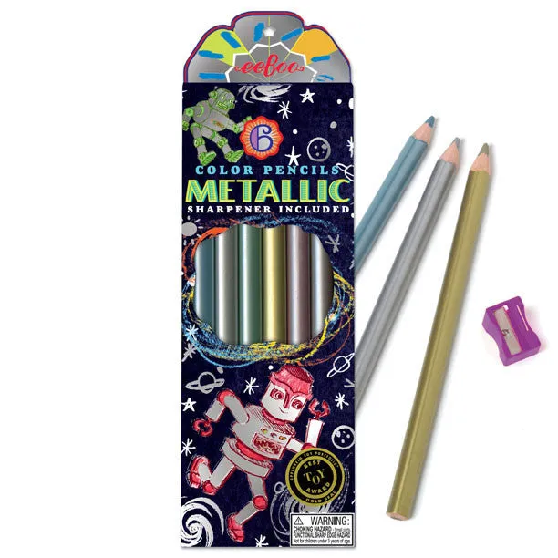 eeBoo Silver Robot Metallic Pencils