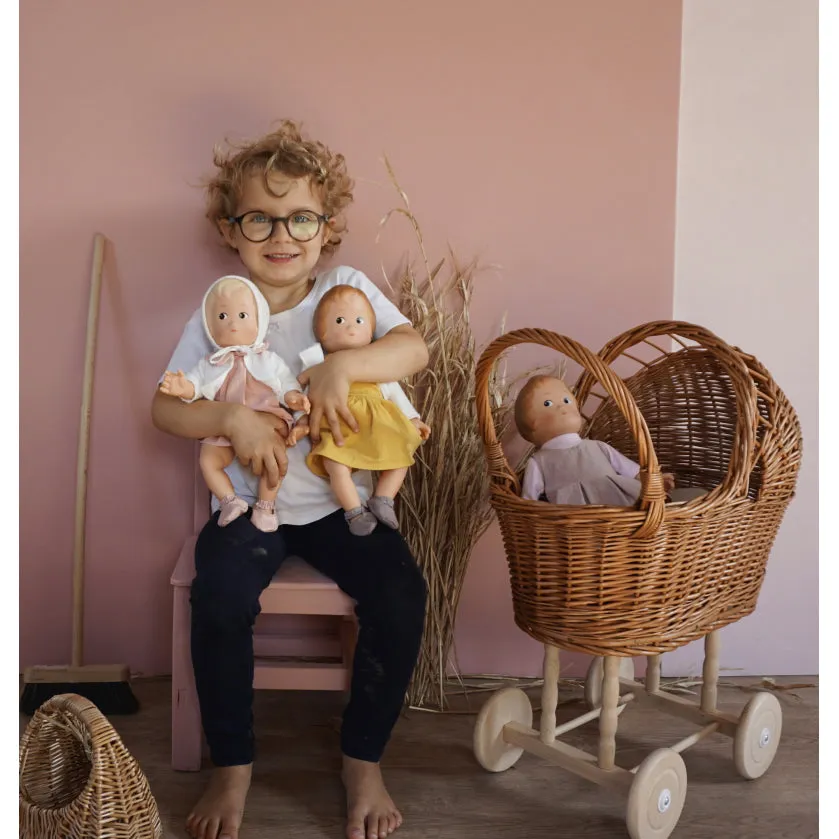 Egmont Toys Wicker Pram with Knitted Blanket
