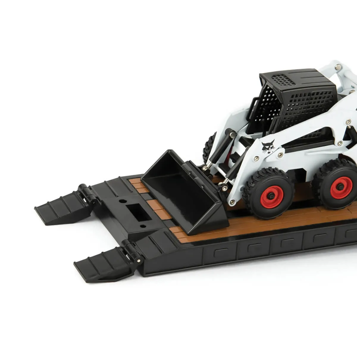 ERTL 1:32 Peterbilt Semi with Lowboy Trailer and 2 Bobcat S450 Die-Cast Skid Steers